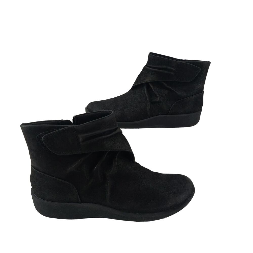 Clarks Cloudsteppers Booties Sillian Tana Black Side Zip Size 5.5 - Picture 2 of 7